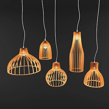 Rustic Wooden Chandelier 3D model image 1 