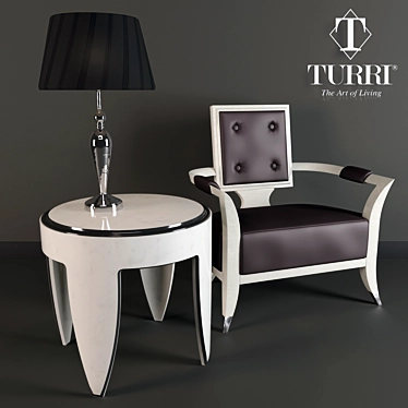 Elegant Turri Armchair & Coffee Table 3D model image 1 