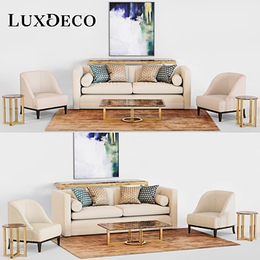 Elegant LuxDeco Furniture Set 3D model image 1 