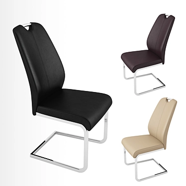 Sleek "Toyo" Chair - Leather & Chrome 3D model image 1 