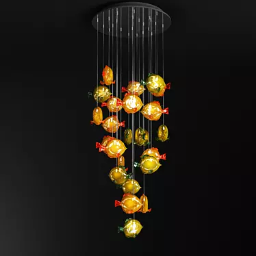 Murano Fish Chandelier: Transformable Poolside & Staircase Lighting 3D model image 1 