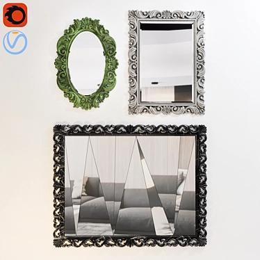 Contemporary Mirror Trio Set 3D model image 1 