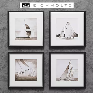 Nautical Charm: Eichholtz Boat Print Set 3D model image 1 