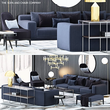 Luxury Furniture Set: Chester Bench, Ennis Rug, Stanley Armchair, Elis Sofa & More 3D model image 1 