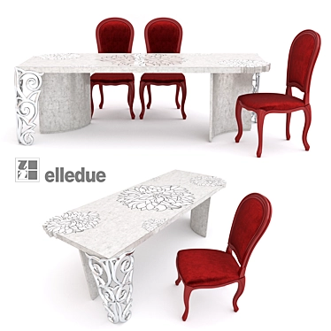 Elledue Table & Chair Set: Think about Flowers T 302 + LA 301 3D model image 1 