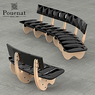 Silverwing Bench: Stylish Metal and Wood Seating 3D model image 1 