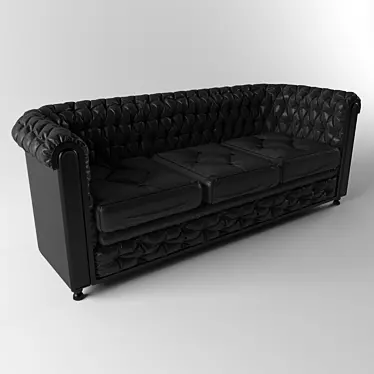 Elegant Black Leather Chestfield 3D model image 1 