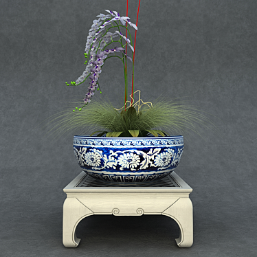 Exquisite Chinese Vase Orchid 3D model image 1 