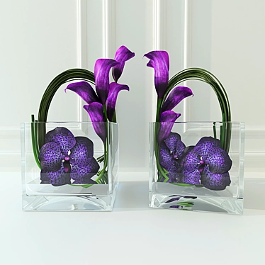 Exquisite Orchid Calla Lilies 3D model image 1 