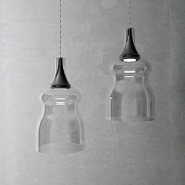 Glass and Metal Suspension Lamp 3D model image 1 