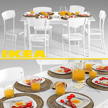 IKEA INGATORP and IDOLF Dining Set 3D model image 1 