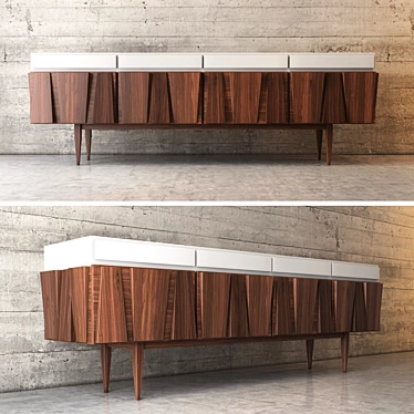 Sleek Walnut Credenza 3D model image 1 