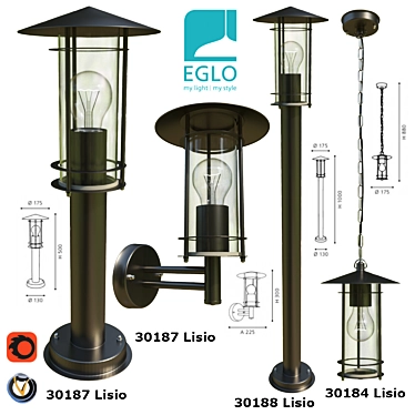 Eglo Lisio Outdoor Lighting Collection 3D model image 1 