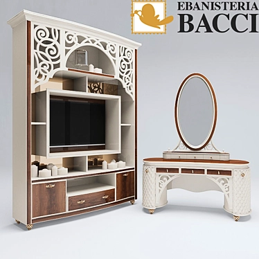 Elegant Wood Vanity Set 3D model image 1 