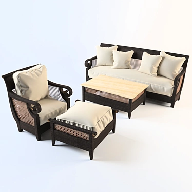 Denpasar Rattan Set: Outdoor Elegance 3D model image 1 