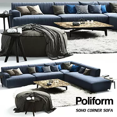 Elegant Poliform Soho Corner Sofa 3D model image 1 