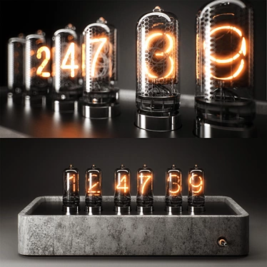 Nixie Time Changer: Custom Concrete Clock 3D model image 1 