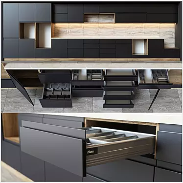 Blum Kitchen Units: Everything Opens & Slides 3D model image 1 