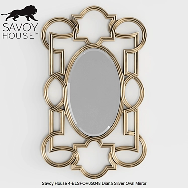 Elegant Silver Oval Mirror 3D model image 1 