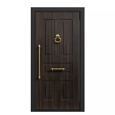 Front door with a hammer and a decorative handle