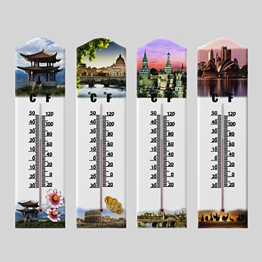 Landscape-themed Room Thermometers 3D model image 1 