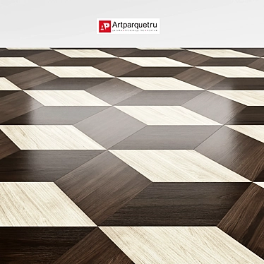 Elegant Oak Parquet Flooring 3D model image 1 