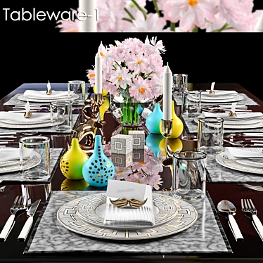 Modern Tableware Set 3D model image 1 