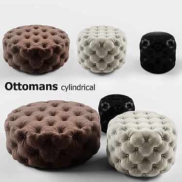 Modern Cylindrical Ottoman Set 3D model image 1 