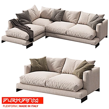 FLEXFORM LONG ISLAND 2 | Stylish Corner & 2-Seater Sofas 3D model image 1 