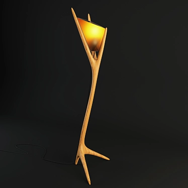 Artisanal Honey Locust Floor Lamp 3D model image 1 