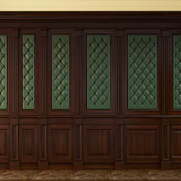 Wooden Panel Set with Leather Accents 3D model image 1 