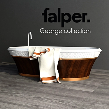 George Falper Bath: Elegant Wood & Copper Design 3D model image 1 