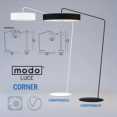 Modoluce Corner Floor Lamp - Sleek Design 3D model image 1 