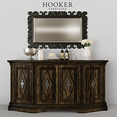 Elegant Auberose Hooker Chest with Mirror 3D model image 1 