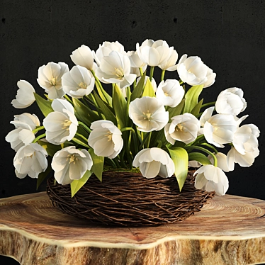 Spring Abundance: 55 Tulips in Nest 3D model image 1 