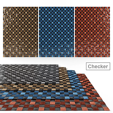 Chic Checkered Carpets: 4 Color Options 3D model image 1 