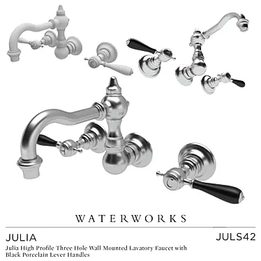 Elegant Julia Faucet with Black Porcelain Handles 3D model image 1 