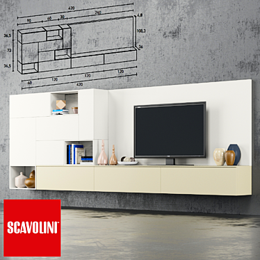 Elegant Scavolini Wall: Transform Your Space 3D model image 1 