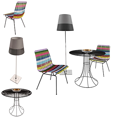 Rosarito Chair and Ktribe F3 Outdoor Lamp Set 3D model image 1 