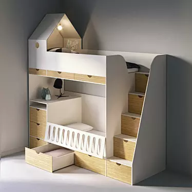 Modern 2013-2016 Crib with Drawers 3D model image 1 