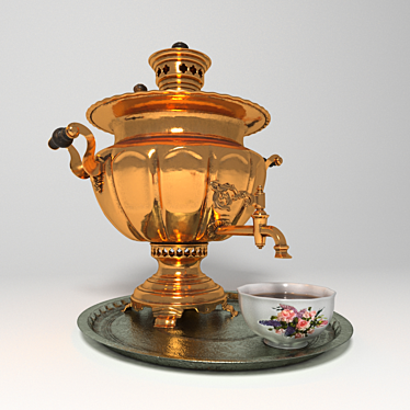 Vintage Samovar: A Charming Village Scene 3D model image 1 