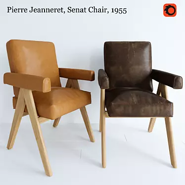 Vintage Pierre Jeanneret Senat Chair 3D model image 1 