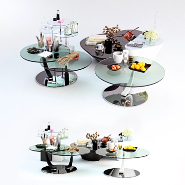 Italian Design Coffee Tables Set 3D model image 1 