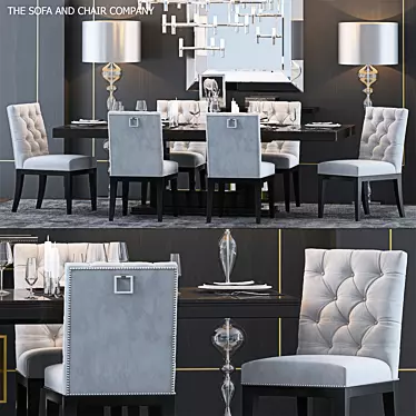 Sophisticated Set of Furniture: Lucas Chair, Roman Table, Edge Console, Noir Mirror, Equinox Chandelier, Ovington Floor Lamp 3D model image 1 