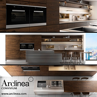 Sleek Stainless Steel Island: Arclinea Convivium 3D model image 1 