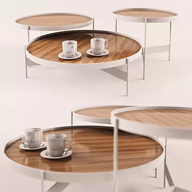 Modern 3-Piece Coffee Table Set 3D model image 1 