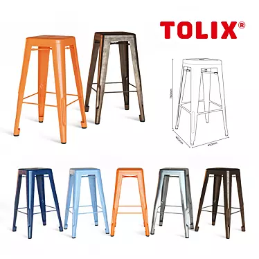 Industrial Steel Bar Stools 3D model image 1 