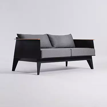 E7 Modern Steel and Ash Wood Sofa 3D model image 1 