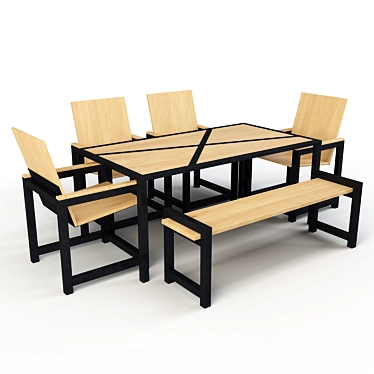 Industrial Dining Set 3D model image 1 