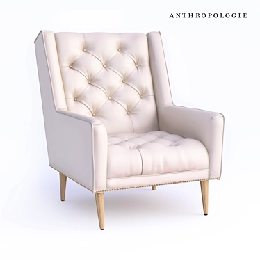 Anthropologie Premium Leather Armchair 3D model image 1 